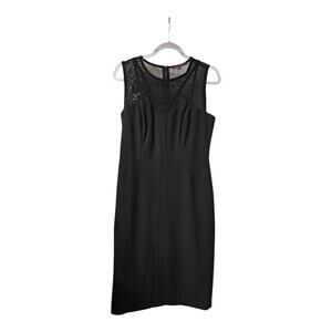 Rachel Roy Dress Size 8 Black Sheath Sleeveless Sheer Yoke Exposed Back Zip